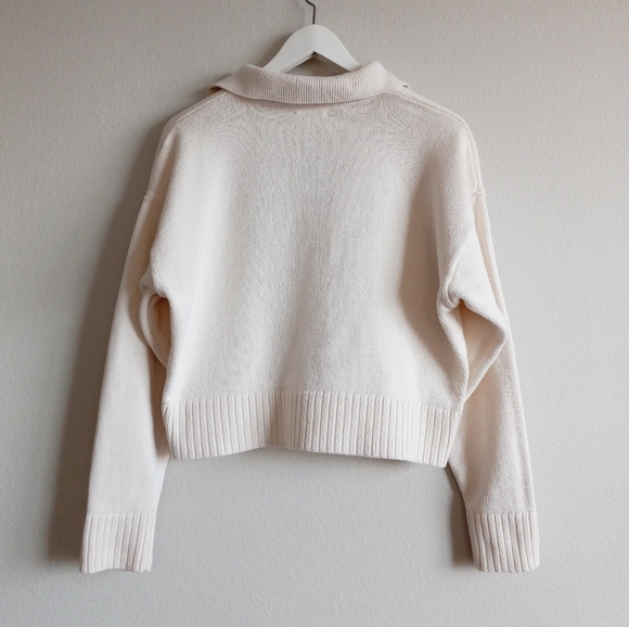 Reformation Francesco Organic Cotton Polo Sweater Gossamer /Ivory S - Picture 5 of 16